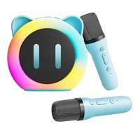 Karaoke Machine for Adults Kids, Portable Bluetooth Karaoke Speaker with 2 Wireless Microphones with LED Lights, Girls Boys Gift Toys for Birthday Party Christmas Supports TF Card/USB, AUX in (Blue)