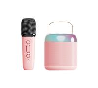 Karaoke Machine for Adults, Portable Bluetooth Speaker with 2 Wireless Microphones,with LED Light and Voice Changing Effects, Suitable for Families, Gatherings, and Camping (Y2,Single - Pink)