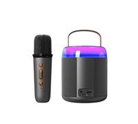 Karaoke Machine for Adults, Portable Bluetooth Speaker with 2 Wireless Microphones,with LED Light and Voice Changing Effects, Suitable for Families, Gatherings, and Camping (Y2,Single - Black)