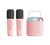 Karaoke Machine for Adults, Portable Bluetooth Speaker with 2 Wireless Microphones,with LED Light and Voice Changing Effects, Suitable for Families, Gatherings, and Camping (Y2,Double - Pink)