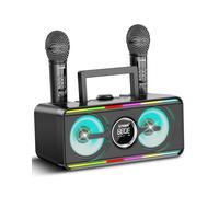 Karaoke Machine for Adults with 2 UHF Wireless Microphones,Portable Karaoke Microphone Wireless System with DJ Lights for Home Party,Outdoor/Indoor/Wedding,Church,Picnic,Birthday Gifts
