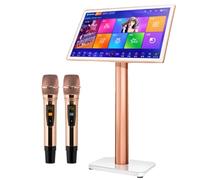 Karaoke Machine for Adults with Lyrics Display, 22" Screen, All in One Karaoke Machine with 2 Wireless Microphone, 4K High-Definition Capacitive Touch Screen, for Party, TV, Outdoor Party,White-1TB
