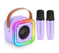 Karaoke Machine for children with Wireless Microphones and Portable Bluetooth Speaker, Colorful LED Light, Perfect Singing Birthday Gift for Girls 4+ Years Old