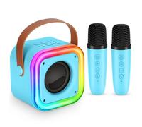 Karaoke Machine for children with Wireless Microphones and Portable Bluetooth Speaker, Colorful LED Light, Perfect Singing Birthday Gift for Girls 4+ Years Old