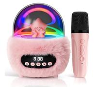 Karaoke Machine for Kids 2 Microphones: Portable Wireless Bluetooth Speaker with RGB Disco Lights, 4 Voice Effects, Singing Toy Birthday for Girls Boys Ages 3-10 (Pink)