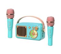 Karaoke Machine for Kids Adults, 15W Mini Handheld Bluetooth Karaoke Speaker &2 Wireless Microphone& Lights,9H Playtime,AUX&TF-Card Input,Bluetooth 5.3, Birthday Gifts for Girls Boys (Green)