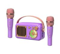 Karaoke Machine for Kids Adults, 15W Mini Handheld Bluetooth Karaoke Speaker &2 Wireless Microphone& Lights,9H Playtime,AUX&TF-Card Input,Bluetooth 5.3, Birthday Gifts for Girls Boys (Purple)