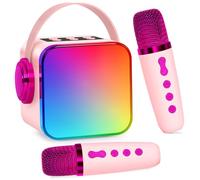 Karaoke Machine for Kids Adults, Gifts Toy for Girls Boys Toddler, Portable Mermaids LED Bluetooth Speaker with 2 Wireless Microphones