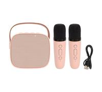 Karaoke Machine for Kids Adults, Mini Machines Karaoke, Portable Bluetooth Speaker with Wireless Microphone Microphones for Girls and Boys (Pink Double Microphone 1600mAh Lithium Ion Battery)