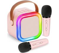Karaoke Machine for Kids Adults,Mini Portable Karaoke Microphone Bluetooth Speaker Player with Sponge Covers Gifts Toys for Girls 4, 5, 6, 7, 8, 9,10 +Year Old Birthday Home Party (Pink)
