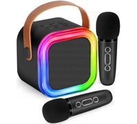 Karaoke Machine for Kids Adults,Mini Wireless Karaoke Microphone Portable Bluetooth Speaker Player with Sponge Covers Gifts Toys for Girls 3, 4, 5, 6, 7, 8, 9,10 +Year Old Birthday Home Party (Black)