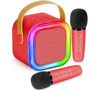Karaoke Machine for Kids Adults,Mini Wireless Karaoke Microphone Portable Bluetooth Speaker Player with Sponge Covers Gifts Toys for Girls 3, 4, 5, 6, 7, 8, 9,10 +Year Old Birthday Home Party (Red)