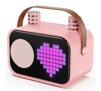 Karaoke Machine for Kids Adults, Portable Bluetooth Karaoke Speaker with 2 Wireless Microphones, Pixel Display Light, Birthday Gifts Toys for Girls & Boys Ages 3, 4, 5, 6, 7, 8, 9,10,11,12+ Years