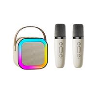 Karaoke Machine for Kids Adults, Portable Bluetooth Mini Karaoke Microphone Singing Speaker with 1/2 Wireless Mic and Light, Toys for All Smartphones,Birthday, Home Party (F)
