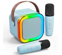 Karaoke Machine for Kids Adults, Portable Bluetooth Mini Karaoke Microphone Singing Speaker with 2 Mic and Light,Gifts Toys for All Smartphones,Birthday, Family,Home Party (Blue)