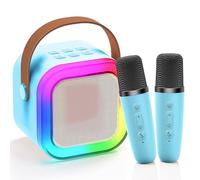Karaoke Machine for Kids Adults, Portable Wireless Mini Karaoke Microphone Singing Speaker with 2 Wireless Mic & LED Light, Bluetooth Mini Karaoke Machine for All Smartphones, Birthday Party