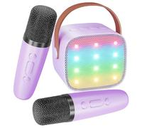 Karaoke Machine for Kids, Portable Bluetooth Speaker with Wireless Microphone Birthday Gift (Purple Color)