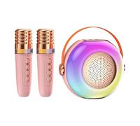 Karaoke Machine For Kids - Small Karaoke Machine | Portable Speaker | LED Lights Music Player With Two Microphones | Sound Singing For Family Collecting Adults And Children