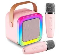 Karaoke Machine for Kids Teen Adults, Mini Karaoke Machine with 2 Wireless Microphones and LED Lights Toys for Christmas Birthday Party, Home, Gifts for 3-12+ Year Old Girls Boys
