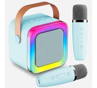 Karaoke Machine for Kids Teen Adults, Mini Karaoke Machine with 2 Wireless Microphones and LED Lights Toys for Christmas Birthday Party, Home, Gifts for 3-12+ Year Old Girls Boys