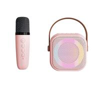 Karaoke Machine for Kids Teen Adults,Portable Karaoke Machine with LED Light,Mini Karaoke Machine with 2 Wireless Microphones,for Party, Home (pink, Single Microphone)