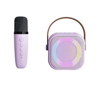 Karaoke Machine for Kids Teen Adults,Portable Karaoke Machine with LED Light,Mini Karaoke Machine with 2 Wireless Microphones,for Party, Home (purple, Single Microphone)