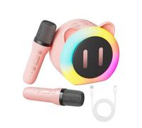 Karaoke Machine Kids 2 Microphones, Mini Portable Karaoke Machine with RGB LED Light, Presents Microphone Girls Kids Toys for 3-12+ Year Old, Teenage Boy Gifts for Birthday, Christmas, Party, Home