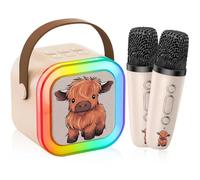 Karaoke Machine Kids, Upgrade Karaoke Machine 2 Wireless Microphones, Mini Karaoke Bluetooth Speaker with Party Led Lights, Gifts for Boys Girls Children Toddler, Toys for Children (GDNMKF)