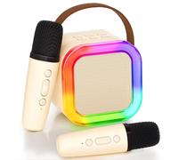 Karaoke Machine, Portable Bluetooth Mini Karaoke Microphone Speaker with 2 Wireless Mics and Lights, Ideal for Children and Adults Birthday, Family, Home Parties