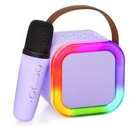 Karaoke Machine, Portable Bluetooth Mini Karaoke Microphone Speaker with 2 Wireless Mics and Lights, Ideal for Children and Adults Birthday, Family, Home Parties
