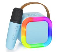Karaoke Machine, Portable Bluetooth Mini Karaoke Microphone Speaker with 2 Wireless Mics and Lights, Ideal for Children and Adults Birthday, Family, Home Parties