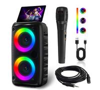 Karaoke Machine, Portable Bluetooth Speaker with 1 Wireless Karaoke Microphones, Portable karaoke machine for adults Rechargeable Powered PA System with TF Card/AUX in/USB/TWS for Home Party