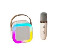 Karaoke Machine & Portable Speaker with Wireless Microphones,Bluetooth Karaoke Machine,Portable Karaoke Machine with Voice Changing and LED Lights,for Girls Boys Adults (K12 White 1)