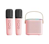 Karaoke Machine & Portable Speaker with Wireless Microphones,Bluetooth Karaoke Machine,Portable Karaoke Machine with Voice Changing and LED Lights,for Girls Boys Adults (Pink 2)