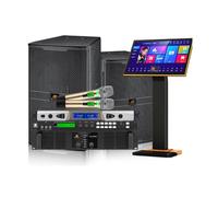 Karaoke Machine Set, with 2 U-segment Anti-howling Wireless Microphone, Speaker, Support Optical Fiber, HDMI/AV/USB/COM/VGA, for Party/Adults/Kids/family, Music Lovers