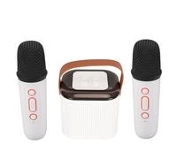 Karaoke Machine Stereo Portable RGB Light Speaker with 2 Microphone for Home Party Black KTV Suitable Work Ka Karaoke Machine Speaker Microphone SetPortable (White)