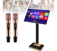 Karaoke Machine,Touch Screen All-in-one Machine,with Lyrics Display,Phone App Control,2 Wireless Microphone, AI Smart Voice Control & Support Multiple Languages,21.5inch-3TB