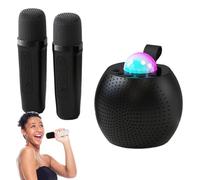 Karaoke Machine - Voice Altering Music Player With Duals Wireless Microphones, Round Light-Up Console | Portable Audio Equipment For Indoor Outdoor Entertainment, Kids Parties Tool, DJ Station Setup