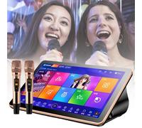 Karaoke Machine with 18.5 inch LED Capacitive Touch Screen and Professional Wireless Microphone, Cloud Update for Song Downloads