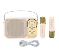 Karaoke Machine with 2 Microphone, Memory Card, 5 Hour Working Time, 5 Kind of Voice Effect, Rechargeable Device, Portable Buetooth Singing Machine for Family Party(Pink)