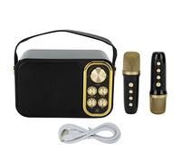 Karaoke Machine with 2 Microphone, Memory Card, 5 Hour Working Time, 5 Kind of Voice Effect, Rechargeable Device, Portable Buetooth Singing Machine for Family Party(Black)