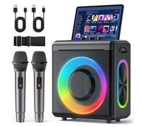 Karaoke Machine with 2 Microphones: Portable Bluetooth Speaker for Adults & Kids - PA System with Lights Supports TWS/TF Card/USB/AUX for Home Party-Stage Subwoofers