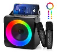 Karaoke Machine with 2 Microphones, Portable Karaoke Machine for Adults & Kids with Dynamic LED Lights, Bluetooth Karaoke Speaker for Party, Home, Gift, Outdoor/Indoor