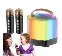 Karaoke Machine With 2 Microphones, Rgb Color Light Wireless Outdoor Portable Microphone And Speaker, RGB Lighting Speaker With 2 Wireless Microphones, Family, Home Use, Suitable For Wedding, Birthday