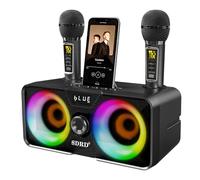 Karaoke Machine, with 2 UHF Wireless Microphones, Portable Bluetooth PA Speaker System with LED Lights for Home Parties, Picnic, Car, Outdoor/Birthday Gifts