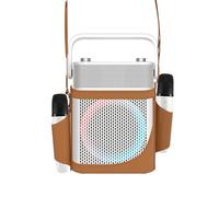 Karaoke Machine with 2 UHF Wireless Microphones with Leather Bag, IPX4 Waterproof Portable Bluetooth Speaker with Lights for Adults, Outdoor Karaoke Speaker Support Bluetooth/AUX/USB/PC (White)