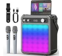 Karaoke Machine with 2 Wireless Microphones for Adults,Portable Bluetooth Karaoke Speaker with LED Lights/ECHO,Supports TF,USB,AUX,TWS for party,Outdoor
