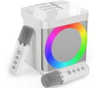 Karaoke Machine with 2 Wireless Microphones-JYSJ 3000 mAh Portable Bluetooth Speaker for Adults/Kids with RGB Lights, Karaoke Microphone with PA System, Supports USB/TF/AUX/Echo for Home Party