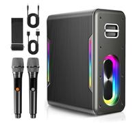 Karaoke Machine with 2 Wireless Microphones Portable Bluetooth Karaoke Machine for Adults Kids DSP Chip Karaoke Speaker with LED Lights Supports TWS TF Card USB AUX in