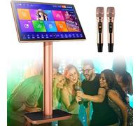 Karaoke Machine with 4K HD Touch Screen, 27 Languages, Wireless Microphone, App Control, Display, Professional Sound, Built-in 3TB Storage for Songs